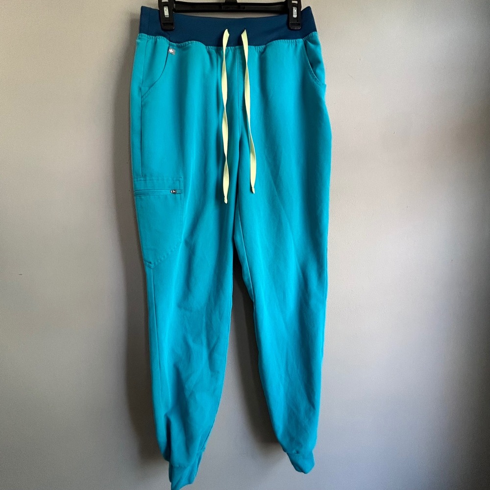 FIGS Technical Jogger Scrub Pants Teal Blue Womens Medium Tall W23SW2017T